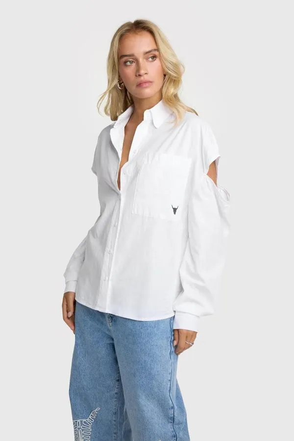 Alix The Label  Ladies woven cut out poplin blouse 
