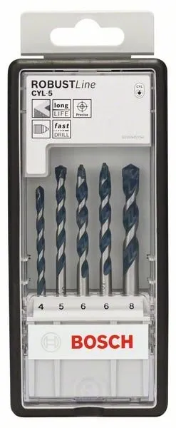 BOSCH 5DELIGE BETONBORENSET ROBUST LINE CYL5 4; 5; 6; 6; 8 MM 2608588165
