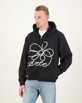 Flower Logo Zip Hoodie Zwart