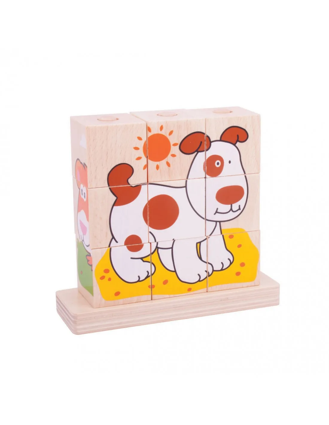 Houten Blokpuzzel Huisdieren, 10st.