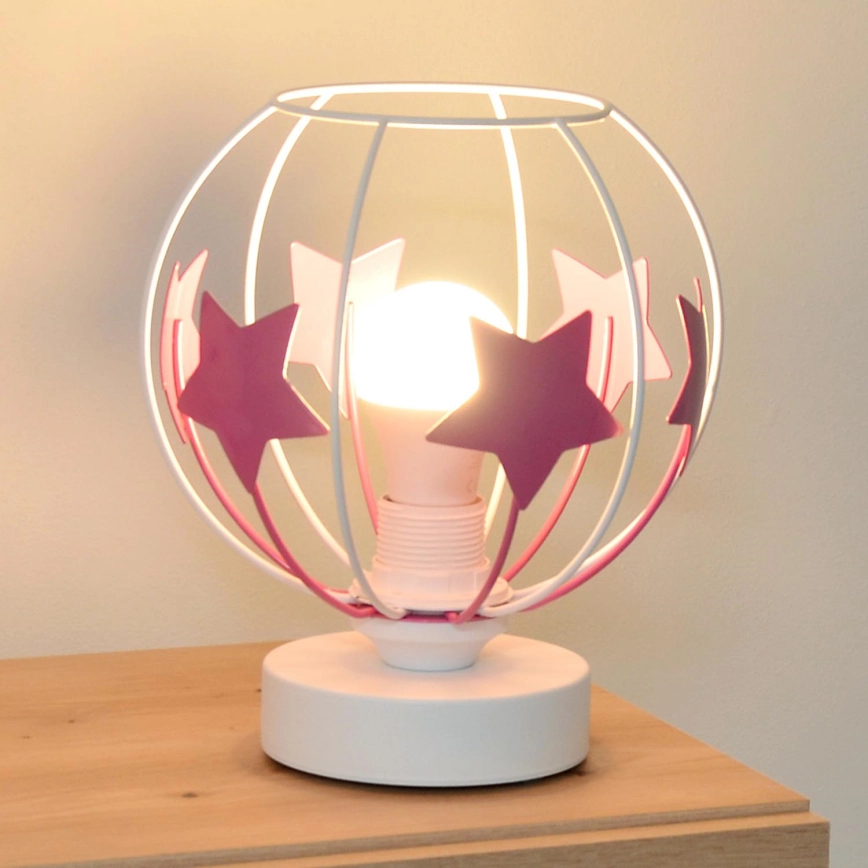 Kindertafel lamp STARS 1xE27/15W/230V roze/wit