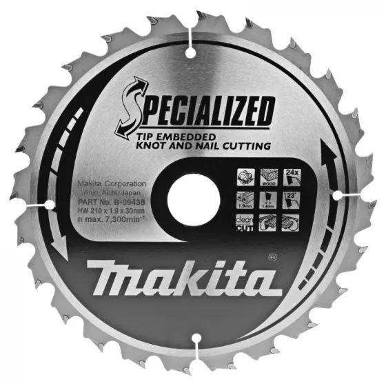 MAKITA B09438 CIRKELZAAGBLAD HOUT (NOEST/SPIJKER)  210X30X1,4MM