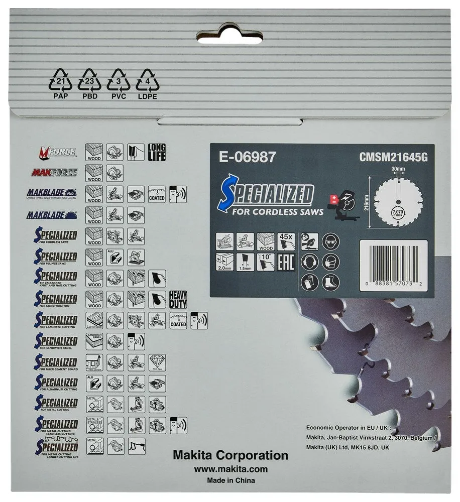 MAKITA ZAAGB EFFICUT 216X30X2 45T 10G  E06987
