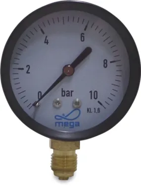 MANOMETER 63 MM 0 - 4BAR ZWART TYPE DROOG ONDERAANSLUITING 1/4"BUI