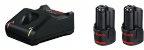 Oplader en 2 accu's 12V 2,0Ah Bosch GAL12V-40+GBA
