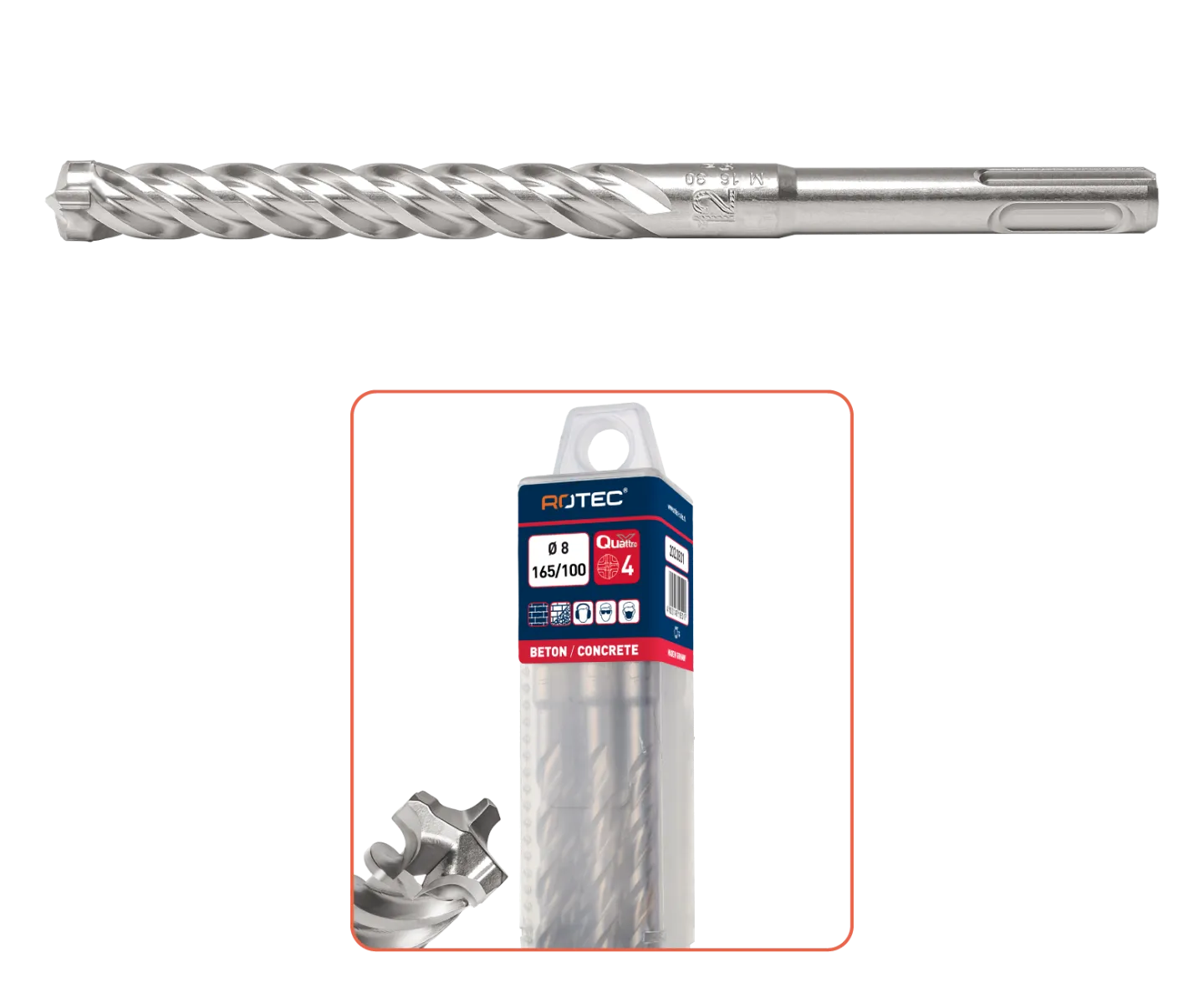 ROTEC TYPE "202" HAMERBOOR, SDS+, QUATTROX, Ø12,0 X 150 X 210 MM. (10 STUKS)