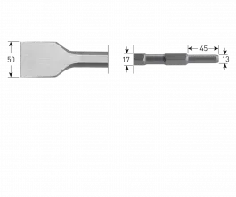ROTEC TYPE "215" SPADEBEITEL, 6KANT 17 MM, Ø 13 X 45 MM, 50 X 280 MM