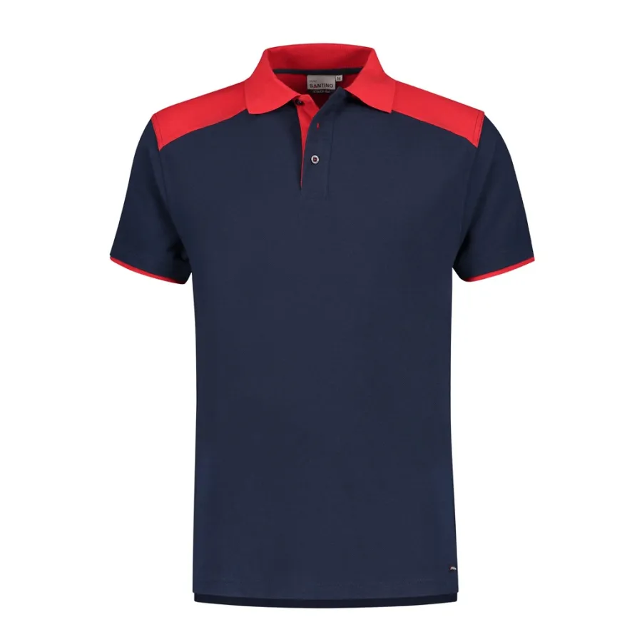 SANTINO 2COLORLINE POLOSHIRT TIVOLI COLORS REAL NAVY/ROOD MAAT M