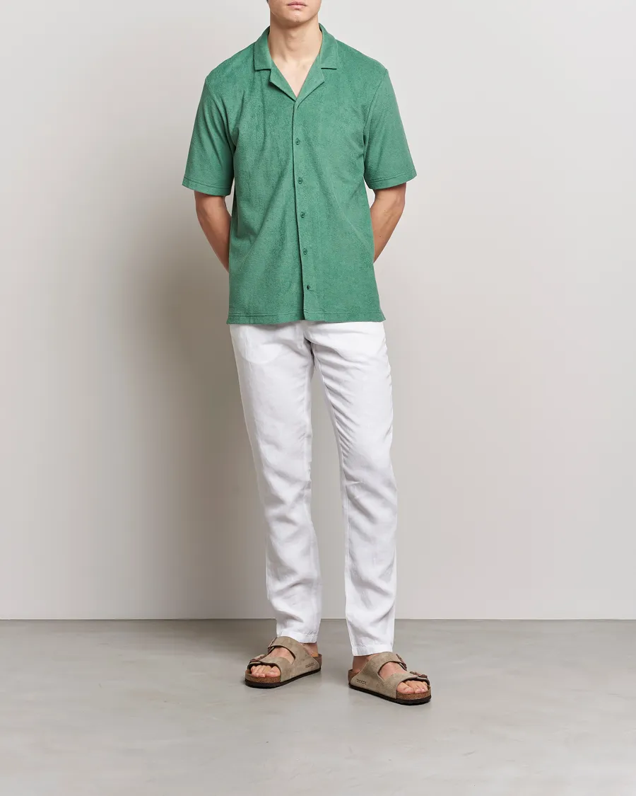 Towelling Camp Collar Shirt Thyme Green